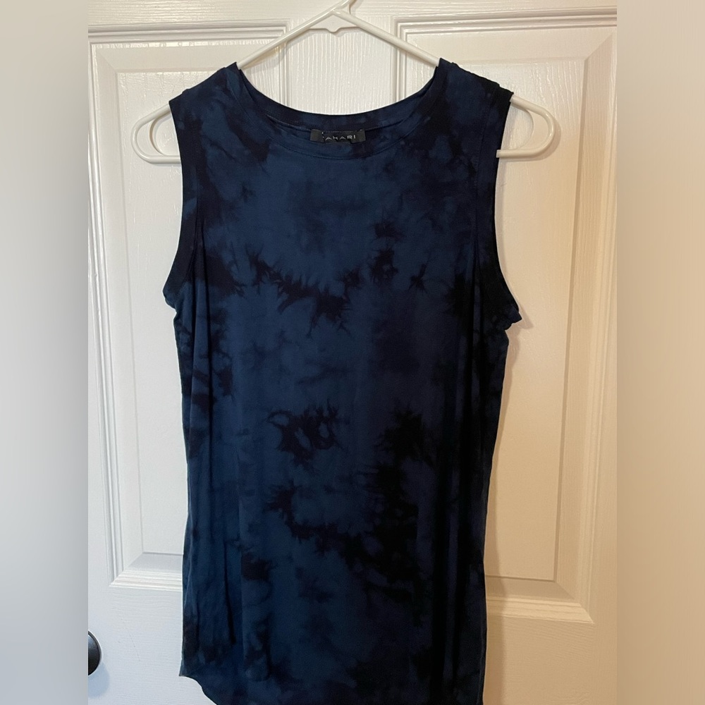 Blue and black dressy tank top, size small